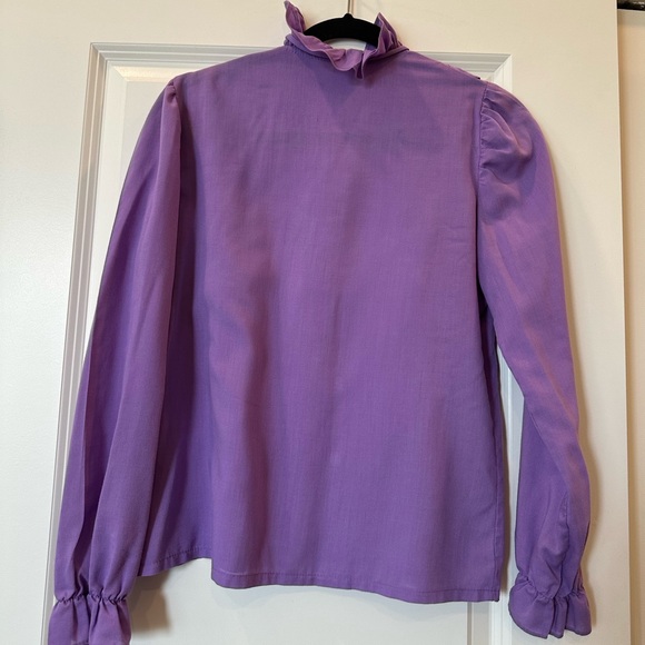 Vintage 1970’s Victorian Prairie Style Blouse Purple Size Small EUC - Picture 3 of 7
